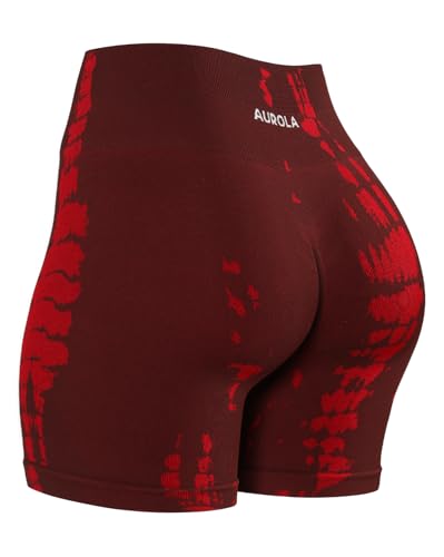 Image of AUROLA Serpent Seamless Scrunch Workout Shorts for Women,Tummy Control Squat Proof Ribbed Thick Active Gym Short