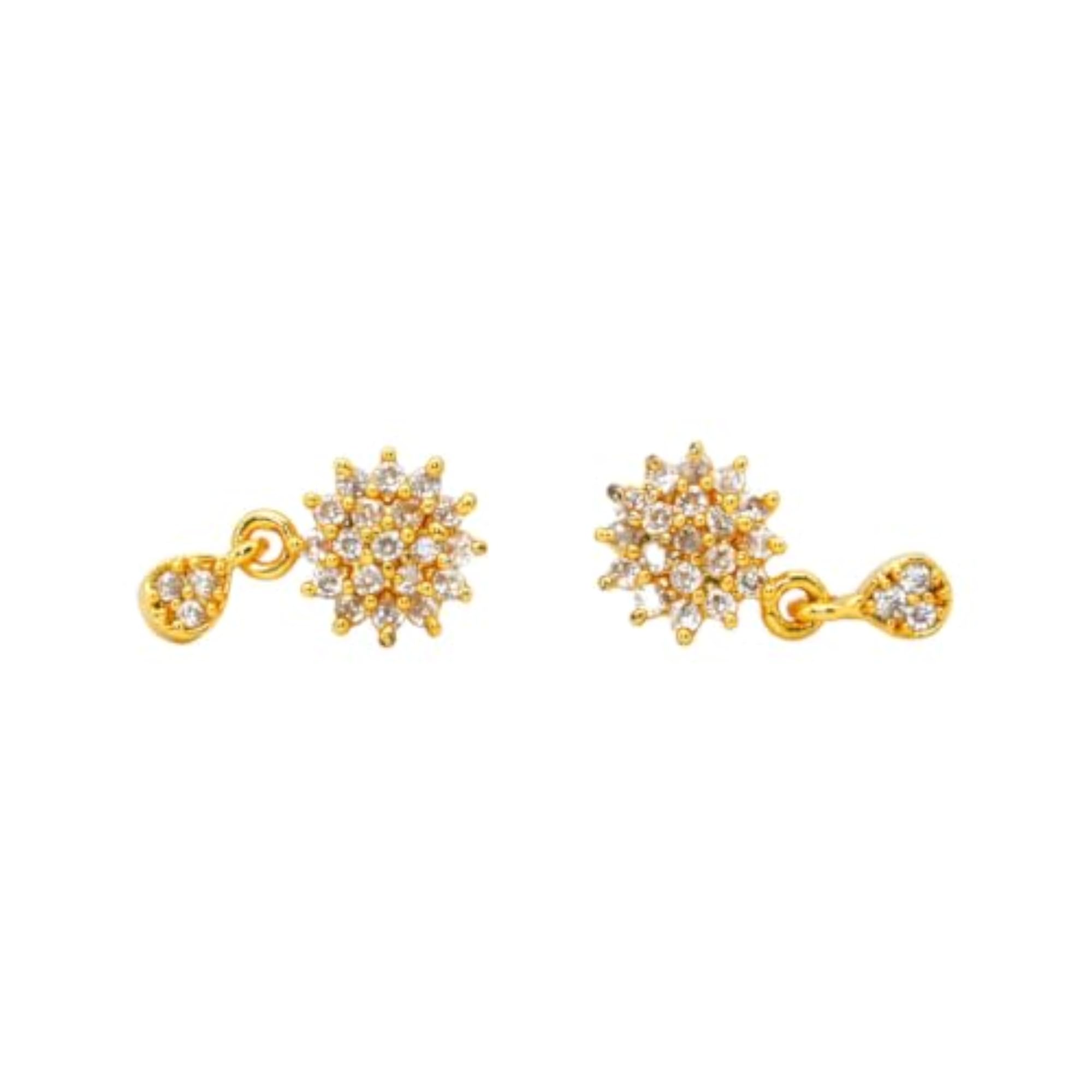 Gold Plated Drop Earrings with CZ Stones for Women
