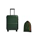 ANTLER Single Stripe Hard Shell Cabin Suitcase with Laundry Bag - 55x40x20cm 39L, Lightweight, 4 Spinner Wheels, TSA Lock, Green