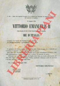 che approva la spesa di un milione per la costruzione di magazzini per materiale da guerra.