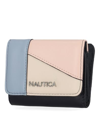 Image of Nautica Rowers End Small Wallet for Women, RFID Blocking Slim Credit Card Holder with Zipper Coin Pocket, Bifold Compact Womens Wallet in