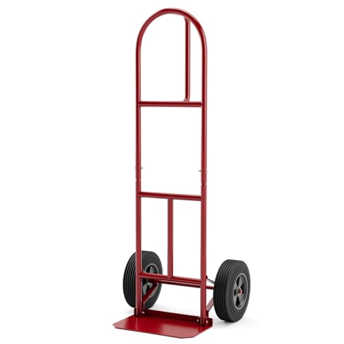 Goplus Hand Truck, P-Handle Hand Truck Dolly with Vertical Loop Handle, 10” Wheels, 15” x 9” Foldable Nose Plate, 660 LBS Capacity, Heavy Duty Metal Dolly Cart for Lifting, Moving, Delivery, Stairs