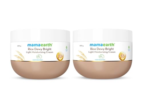 Image of Mamaearth Rice Dewy Bright Light Moisturizing Cream with Rice Water & Niacinamide for Glass-Skin 200 g (Pack of 2) |For Face, Hands & Body | 24H Long-lasting Moisturization | Non-Greasy Quick Absorbing, All SkinTypes