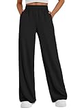 Trendy Queen Women's Wide Leg Sweatpants Baggy Y2K High Waisted Joggers Fall Fashion Outfits Clothes with Pockets 2026 X-Large Black