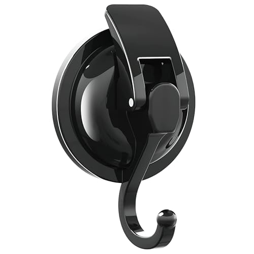 Heavy Duty Vacuum Suction Cup Hooks, Matte Black Plated Polished Super Suction for Kitchen Bathroom, 1 Pack
