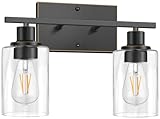 ShineTech 2-Light Bathroom Vanity Light Fixtures, Sconce Wall Lighting with Clear Glass Shade, Moder