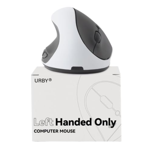 Urby Left Handed Wireless Vertical Mouse, Compatible with Windows/macOS [Type C & USB]