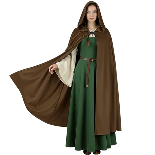 Gesranxs Medieval Cloak with Hood Men Women,Renaissance Hooded Cape for