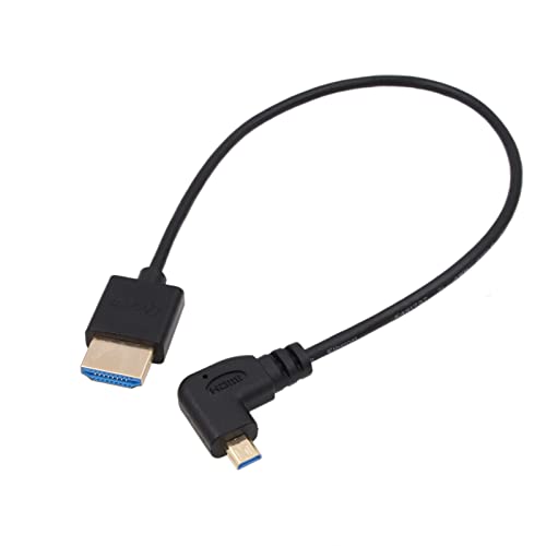 Image of HangTon Micro HDMI 4K 60Hz 8K Ultra HD Cable for Sony A6600 A7RIV X-T3 Canon R5C R6 Lumix S5 Camera ATOMOS Ninja V Portkeys Monitor Type A D HDMI 2.1 Right Angle 30cm