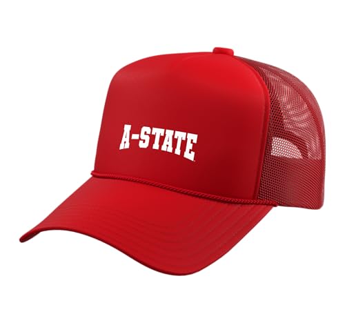Arkansas State A-State Red Wolves ASTATE86 Trucker Hat with Adjustable Mesh Back, Red