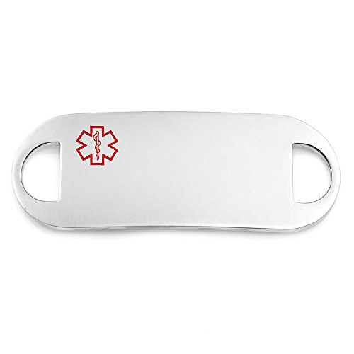 StickyJ Stainless Steel Medical ID Bracelet Tag 1 5/8 Inch w Free Engraving