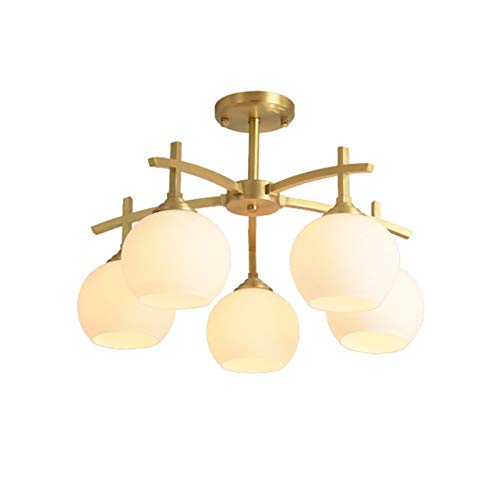 Plafonnier suspendu moderne or en métal à 6 lumières pour grand salon