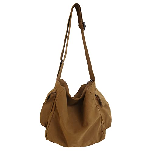 Image of KlaOYer Canvas Messenger Bag Large Hobo Bag Crossbody Shoulder Bag Tote Bag with Pocket for Women and Men