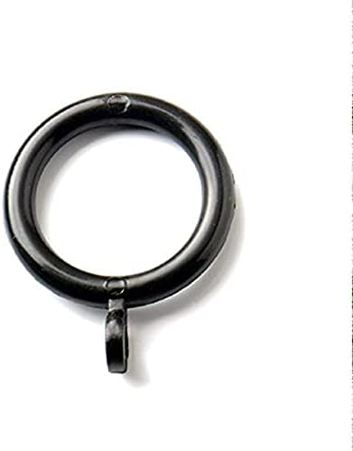 Merriway BH03244 (24 Pcs) Plastic Curtain Drapery Pole Rod Rings with Fixed Eye, Inner Diameter 28mm (1.1/4 inch) Outer Diameter 40mm (1.1/2 inch) Black - Pack of 24 Pieces