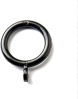 Merriway BH03244 (24 Pcs) Plastic Curtain Drapery Pole Rod Rings with Fixed Eye, Inner Diameter 28mm (1.1/4 inch) Outer Diameter 40mm (1.1/2 inch) Black - Pack of 24 Pieces