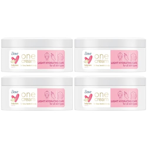 Image of Dove Body Love Light Hydrating Care One Cream 24-Hours Long Lasting Moisture for Face, Hands & Body Ceramide Restoring Serum Suitable for All Skin Types 250ml, 4 Pack