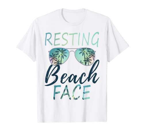 Riposo spiaggia viso buone vibrazioni palma tropicale Maglietta