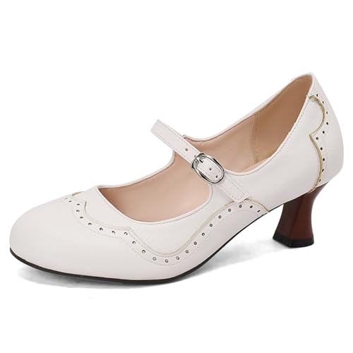 Zapatos de Tacón Bajo para Mujer 831 Blanco Talla 42 EU/44Cn