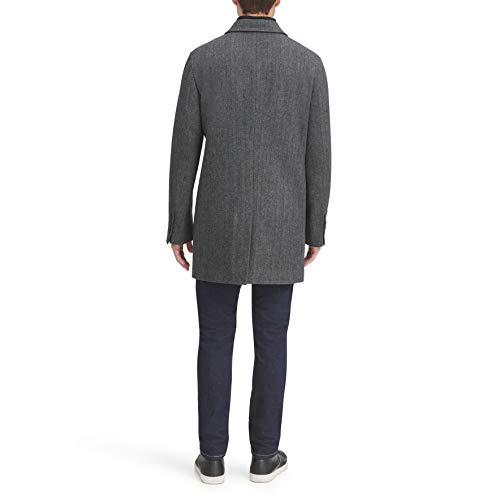 Dockers Men's Henry Wool Blend Top Coat, Charcoal Herringbone, Large #TOP1