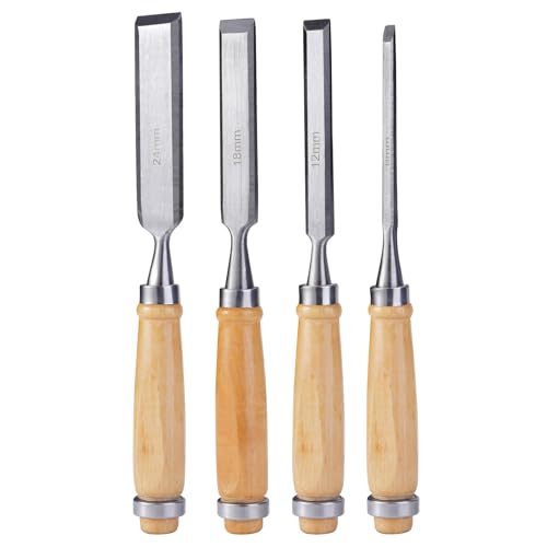 4 Piece Wood Chisel Set, Sturdy Carton Steel Chisels with