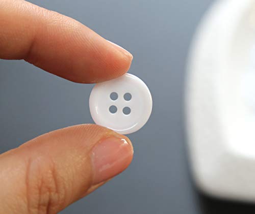 GANSSIA 5/8 Inch (15mm) White Color Buttons Sewing Resin Flatback 15mm Buttons with 4 Holes Pack of 160 Pcs