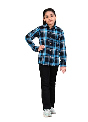 Image of Kids Cotton Shirt - Regular Fit Shirt for Girls & Boys, Unisex Full Sleeves Shirts, Collared Neck,Button Down Shirt, Checks Shirts for Casual Wear