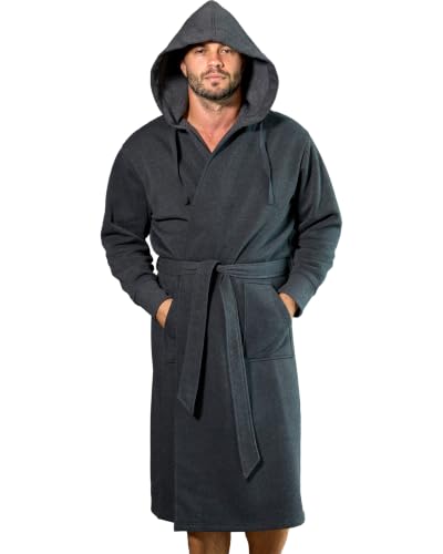 Image of Alexander Del Rossa Men's Long Sleeve Hooded Sweatshirt Robe, Mens Bathrobe