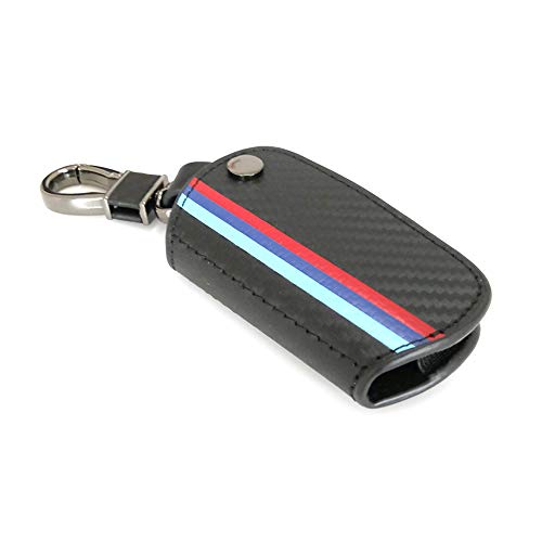 Thor-Ind Carbon Fiber Pattern Leather Key Fob Cover Case Bag Compatible With Bmw 1 3 4 5 6 7 Series X3 X4 M5 M6 Gt3 Gt5 3/4 Buttons Keyless Entry Control Smart Key Protective Shell Holder (A) #TOP3