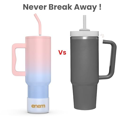 Image of enem Tumbler, Tumbler with Metal Straw, Sipper, with Lid Leak Proof, 1 Metal Ice Cube, 1 Copper Spring (Tamba), Base Protector, Mug Travel, 1.2L, Cotton Candy Cloud