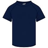 Boys Rash Guard Short Sleeve, Navy Blue UPF 50+ Sun Protection Rashguard Slim Fit Swim Shirt Fishing