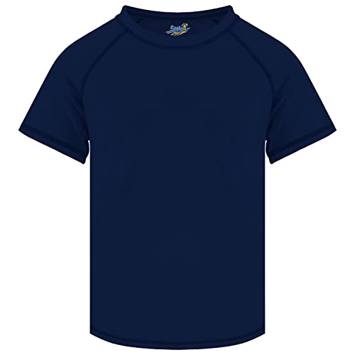 Boys Rash Guard Short Sleeve, Navy Blue Upf 50+ Sun Protection Rashguard Slim Fit Swim Shirt Fishing Surf Quick Dry Cool Beach Clothes For Toddler Youth Kids Size 10-12 Years #TOP9