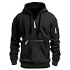 Mens Hoodies Half Zip Pullover Work Jumpers Military Tactical Sweatshirts Sport Hooded Sweatshirts Winter Jackets Long Sleeve Hoody Top Zipper Pockets Casual Fashion Gym Work Sports Coat Black #1