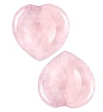 rockcloud Pack of 2 Rose Quartz Crystal Thumb Worry Stone for Anxiety, Healing Crystal Pocket Palm Stone, Heart Shape