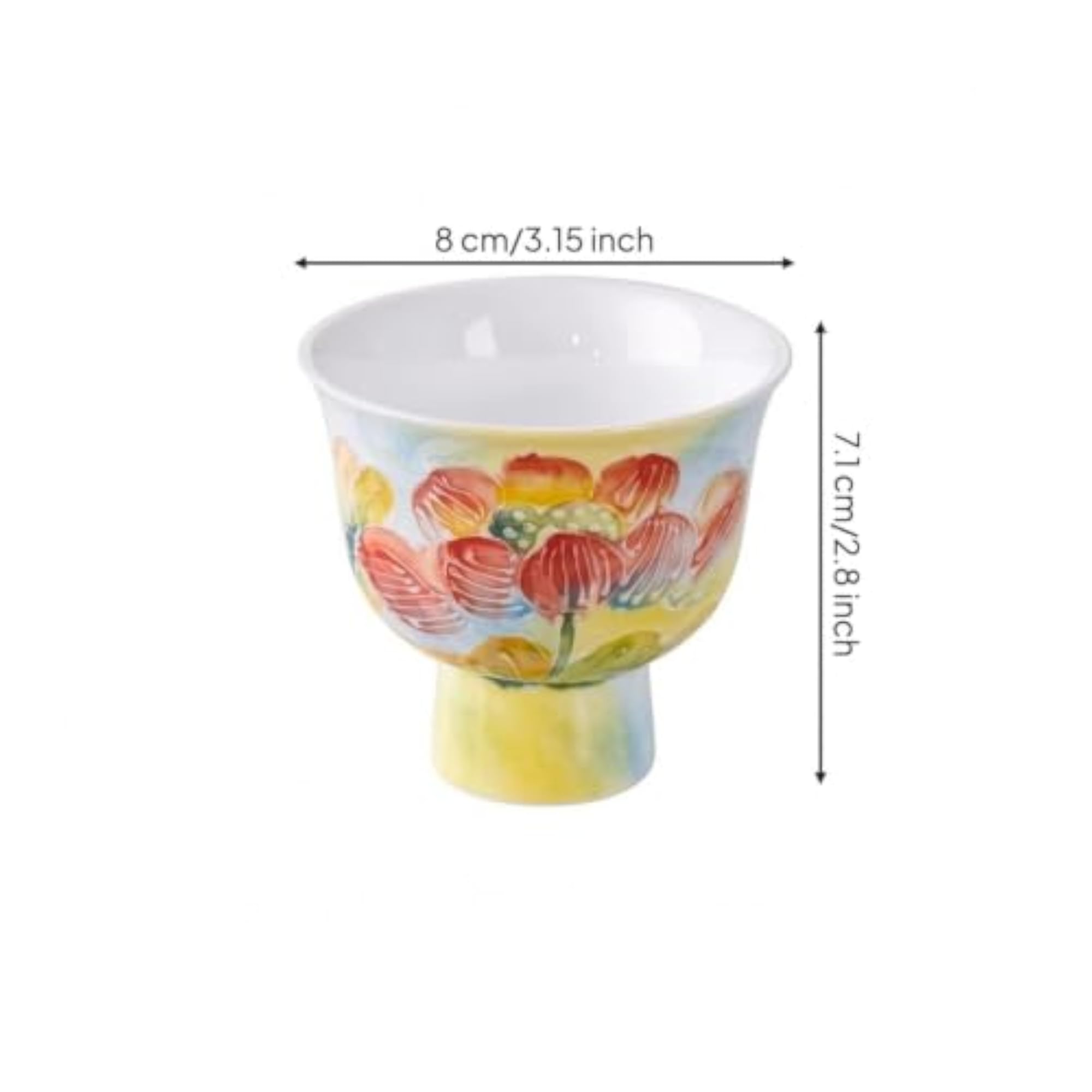 Hand-Painted Ceramic Teacup with Pedestal Base