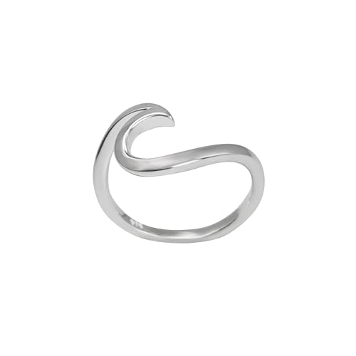 Bague en argent sterling au motif de vagues avec une finition polie et durable 81stgeneration