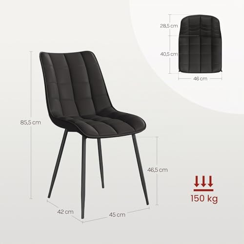 Miniatura 3 de Woltu Pack De 2 Sillas De Comedor Asiento De Cuero Artificial Silla Diseño Silla Tapizada Estructura Metálica Sillón Con Respaldo Silla De Cocina Antracita