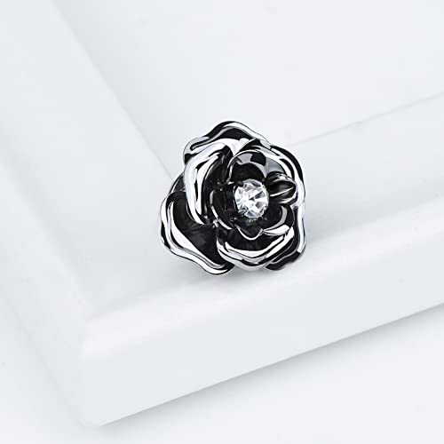 Image of Crystal Alloy Rose Flower Lapel Pins Button Pin Groom Boutonniere for Wedding Floral Brooch Pin Set for Women Men