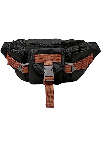Bolso de hombro negro de poliéster ripstop reciclado con compartimentos