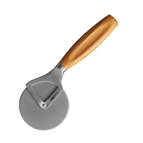 BOSKA Stainless Steel Pizza Cutter - Oslo Multifunctional Pizza Wheel Cutter - Handheld Food Slicer - Silver Non-Stick Roller - For Kitchen Cooking