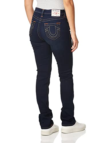 True Religion Women's Billie Mid Rise Straight Leg Rinse Jean