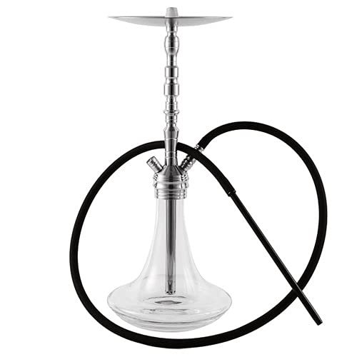JYXZM Moderne Edelstahlhuka mit Glasvase-Hukahn-Schüssel Set Silikonschlauch - Deluxe mittelhukahn Shisha Raucher-Kit