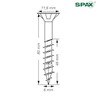 SPAX Universalschraube 6 x 80 mm, 90 Stück - Holzschrauben, Teilgewinde, Senkkopf, T-STAR plus T30, 4CUT Spitze, WIROX Beschichtung - 8000000277061 – Ansicht 2