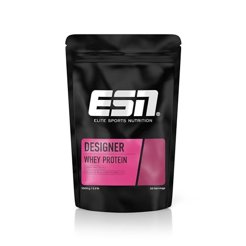 ESN Designer Whey Protein Powder, Avellana con leche, 1 kg, hasta 23 g de proteína por porción, ideal para desarrollar y mantener la masa muscular - made in Germany