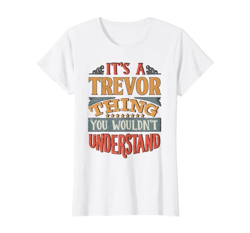 Trevor Name T-Shirt, Women, White, Small