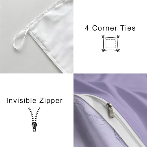 Housse de Couette 140x190 Fermeture Éclair Lit Simple Lilas - 7