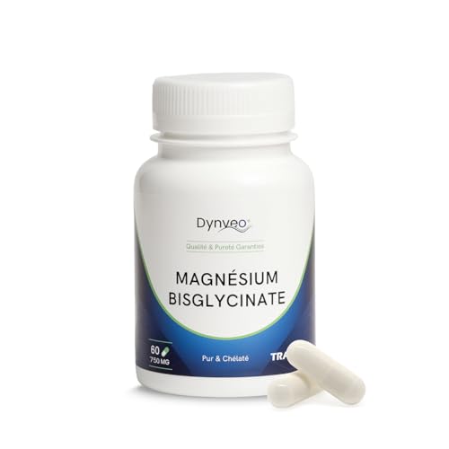 Magnésium Bisglycinate Chélaté 100% Pur - 60 Gélules - Énergie & Soutien du système nerveux - Label TRAACS® Albion Minerals - Haute Absorption - Formule sans additifs - Dynveo