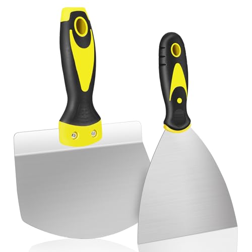 AOZBZ Putty Knife and Paint Scraper Set, 6.5"" Scraper and 4"" Putty Knife Combination for Spreading Drywall Spackle & Mud, Taping, Scraping Paint