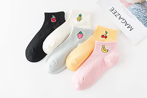 Joylife Ihauiue Fruit Embroidered Ankle Socks Cute Low Cut Socks For Women, Ladies, Girls, 10 Pack #TOP4