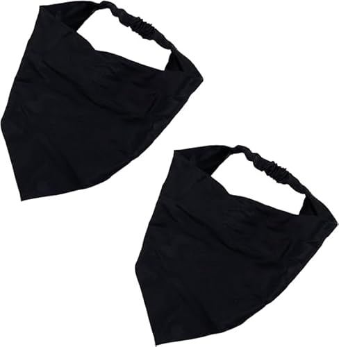 Calsgkspray 2Pcs Black Hair Scarf Headband Elastic Hair Bandanas Scarf Headband Boho Triangle Non Slip Scarves for Teen Girls Caps