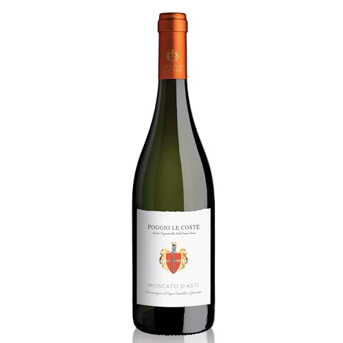 Poggio Le Coste Moscato dAsti DOCG - Sweet White Italian Sparkling Wine from Asti Italy - Made from 100% Moscato Bianco Grapes - 75cl / 750ml 5.0% ABV